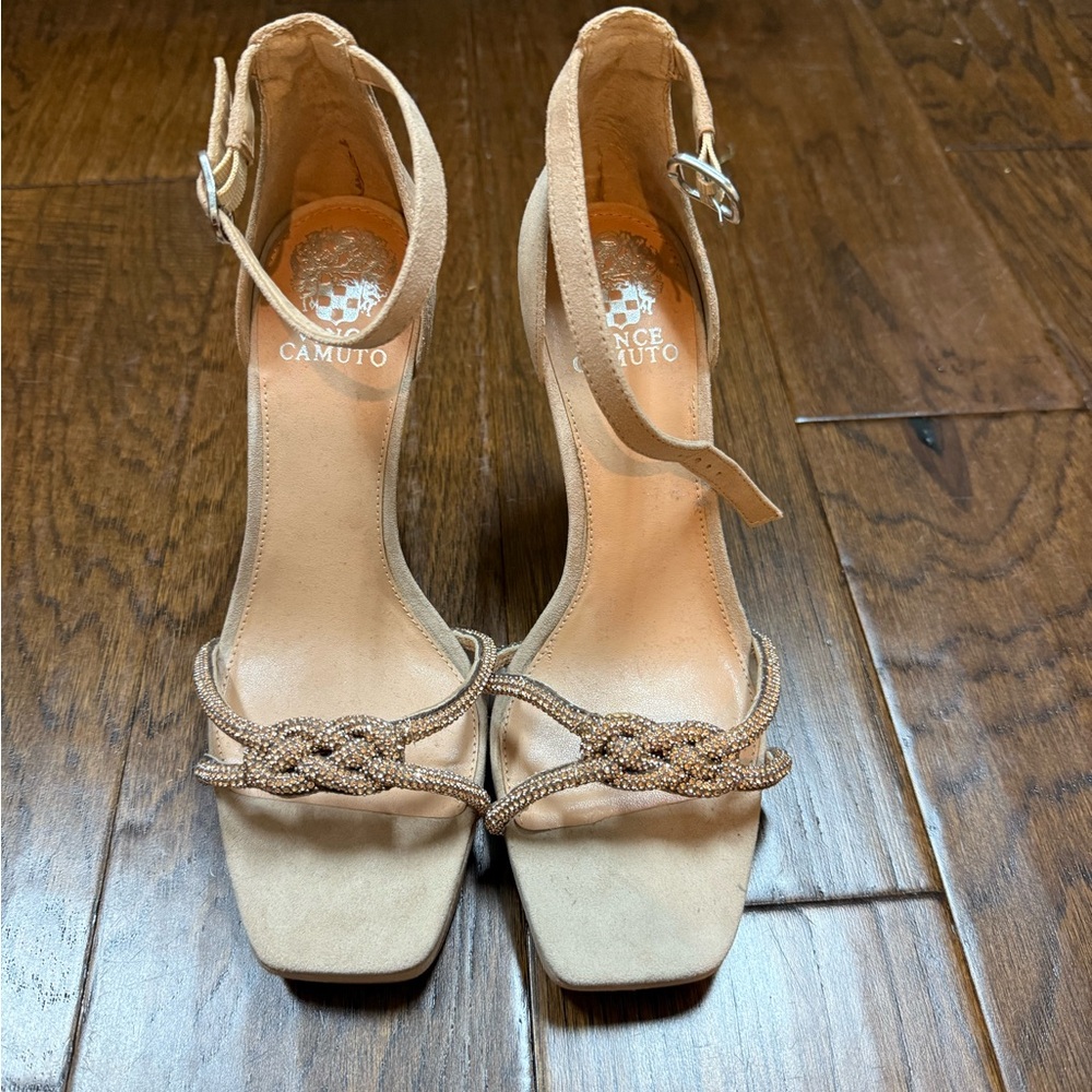 Vince Camuto Beige Ankle Strap Heels